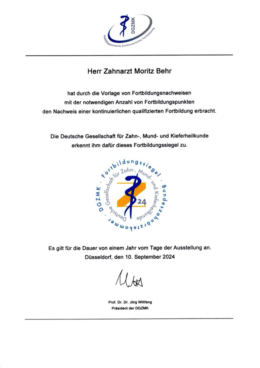 Fortbildungszertifikat 2024